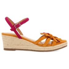 Sandale wedge de piele intoarsa cu detaliu floral SAMSULA 27851