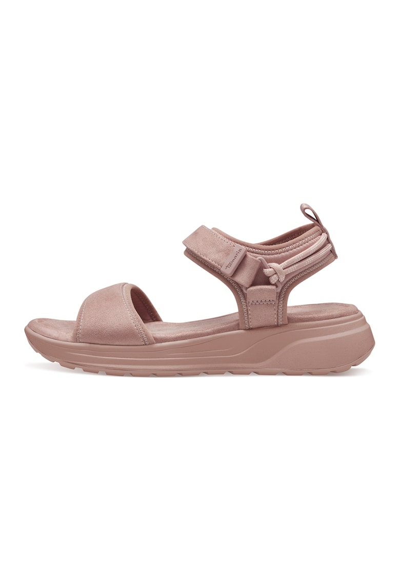 Sandale wedge de piele intoarsa cu velcro 1 Sandale wedge de piele intoarsa cu velcro
