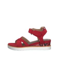 Sandale wedge de piele intoarsa ecologica - cu velcro