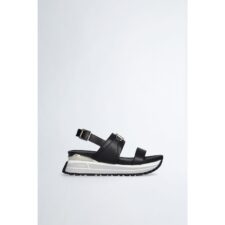 Sandale wedge de piele peliculizata