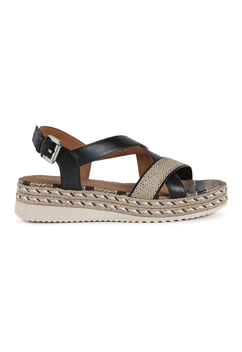 Sandale wedge de piele si material textil Eolie 1 Sandale wedge de piele si material textil Eolie