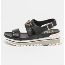 Sandale wedge de piele si piele ecologica Maxi Wondet