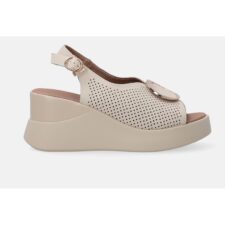 Sandale wedge din piele cu aspect perforat