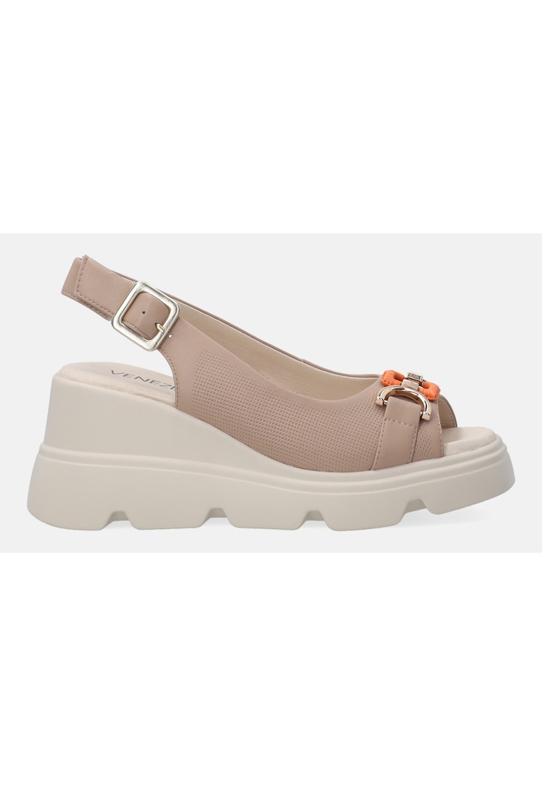 Sandale wedge din piele cu decupaj 1 Sandale wedge din piele cu decupaj