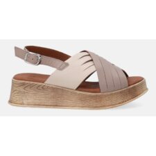 Sandale wedge din piele cuu catarama