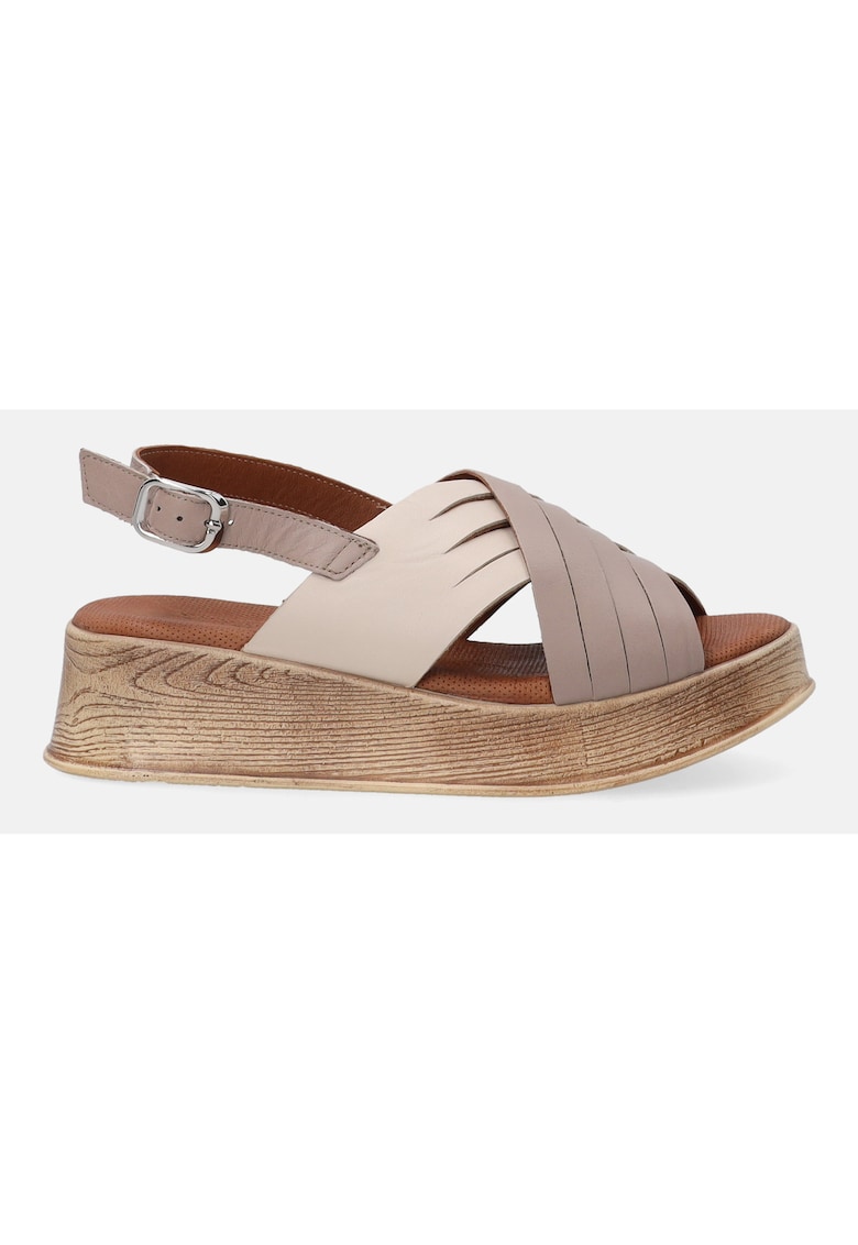 Sandale wedge din piele cuu catarama 1 Sandale wedge din piele cuu catarama
