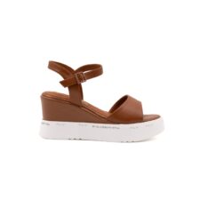 Sandale wedge din piele ecologica cu catarama