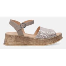 Sandale wedge din piele si model animal print
