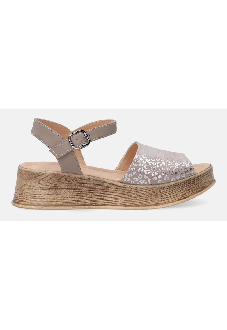 Sandale wedge din piele si model animal print 1 Sandale wedge din piele si model animal print