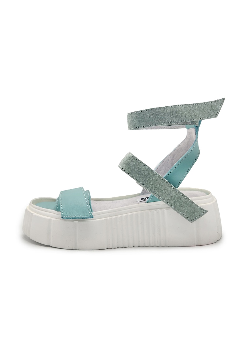 Sandale wedge din piele si piele intoarsa 1 Sandale wedge din piele si piele intoarsa