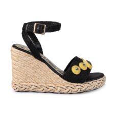 Sandale wedge-espadrile cu cristale