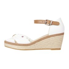 Sandale wedge tip espadrile cu logo mic brodat