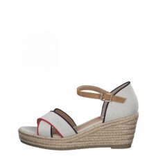 Sandale wedge tip espadrile de piele ecologica si panza