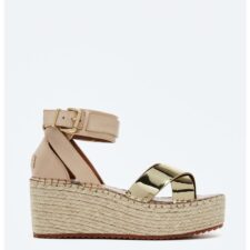 Sandale wedge tip espadrile din piele ecologica
