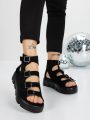 Sandale Dama cu Platforma 5HXS17 Negru | Mei