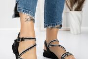 Sandale Dama cu Talpa Joasa 3AW309 Negru | Mei
