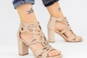 Sandale Dama cu Toc gros XKK565A Auriu | Mei