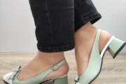 Sandale Elegante Dama  1385 Vernil Cu Alb – Verde –