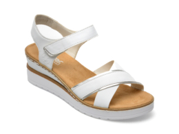 Sandale RIEKER albe, V38G9, din piele ecologica