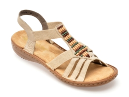 Sandale RIEKER bej, 60851, din piele ecologica