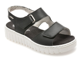 Sandale RIEKER negre, V1382, din piele naturala