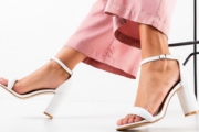 Sandale cu toc Bethan Albe