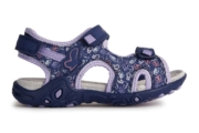 Sandale cu velcro si imprimeu cu inimi si grafic