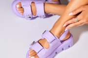 Sandale dama cu platforma Mov din Piele Ecologica Merlina