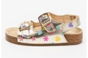 Sandale de piele cu catrama si aspect metalizat Lund
