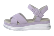Sandale din piele intoarsa cu talpa wedge si bareta incrucisata