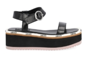 Sandale flatform de piele cu detalii logo