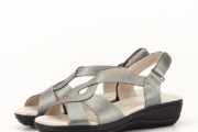 Sandale gri metalizat din piele naturala Mabel 127 5508