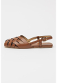 Sandale slingback de piele cu varf patrat